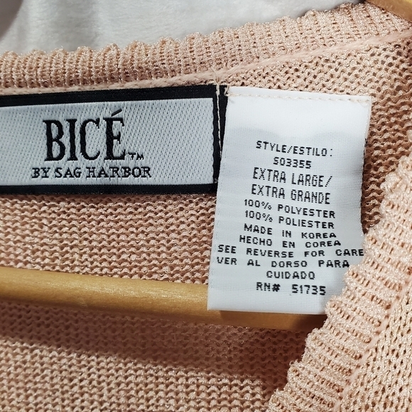 Bice by Sag Harbor Light Pink Crochet Knit V-Neck Button Cardigan Size XL - Picture 5 of 8